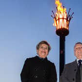 Durham’s Lord Lieutenant, Mrs Sue Snowdon and John Booth, of Durham City Freemen.