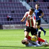 Ross Stewart is fouled ahead of Sunderland's first goal