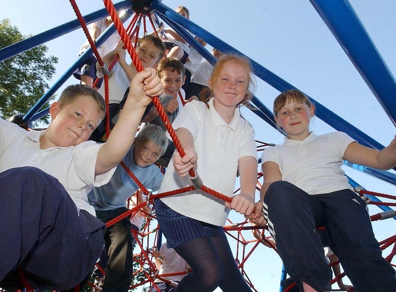 The new playground equipment was going down a treat among Year 5 pupils at Hylton Castle Primary School in 2008.