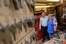 J.W. Hibbert cobblers husband and wife owners John and Jean Hibbert celebrate 50 years in business.