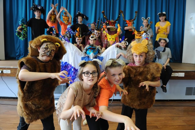 The cast of Seaview Primary School's production of The Lion King 7 years ago.