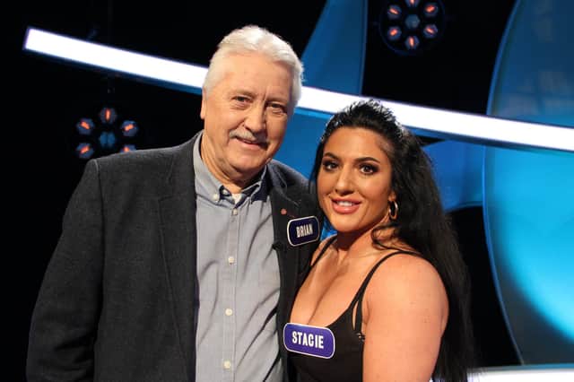 Brian Turner and Stacie Stewart appearing in Pointless. BBC/Endemol Shine UK Ltd t/a Remarkable Television Production/Sam Shepherd