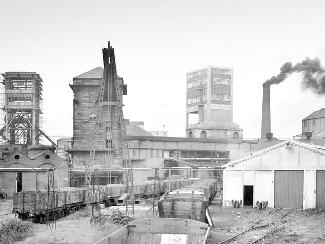 New overhead winding-gear being built at the pit in 1957.