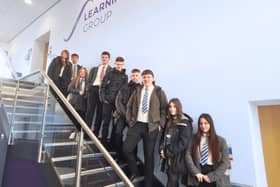 Monkwearmouth School Children on the Stairs at Learning Curve Group's Head Office