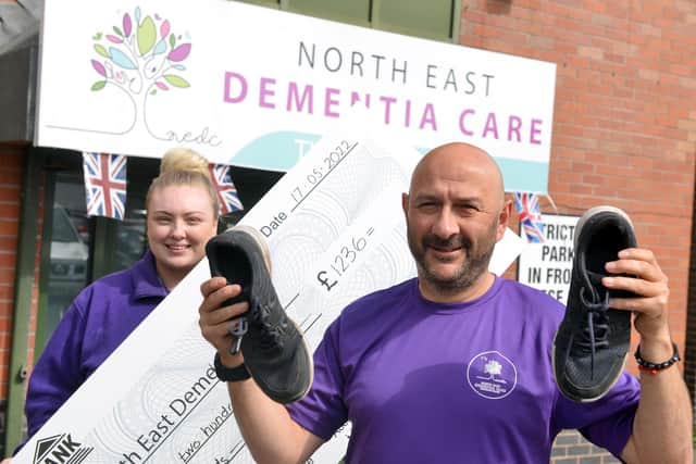 Jason Cameron with North East Dementia Care worker Nicole Polley.