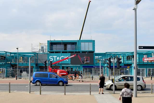 The distinctive blue hue is set to be a landmark on the seafront.