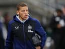 Dwight Gayle of Newcastle United looks on as he arrives at the stadium prior to the Premier League match between Newcastle United and Norwich City at St. James Park on November 30, 2021 in Newcastle upon Tyne, England. (Photo by Ian MacNicol/Getty Images)