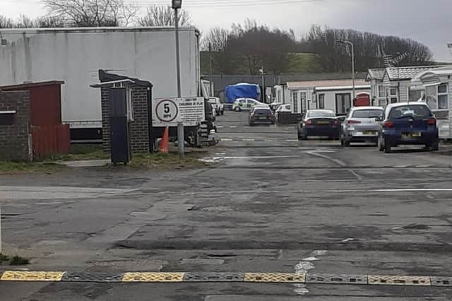 Police have been attending the scene at the Showmen's Guild site in Houghton, where a man's body was found following a caravan fire.