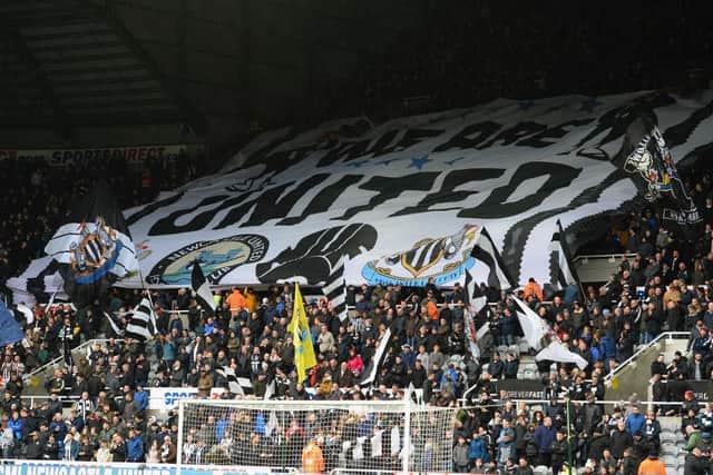 A flag display at St James's Park in 2018.