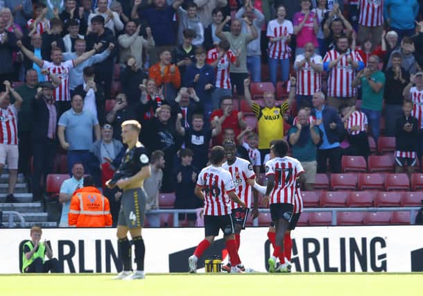 Sunderland's Pierre Ekwah celebrates with his teammates after scoring their side's third goal of the game against Southampton.