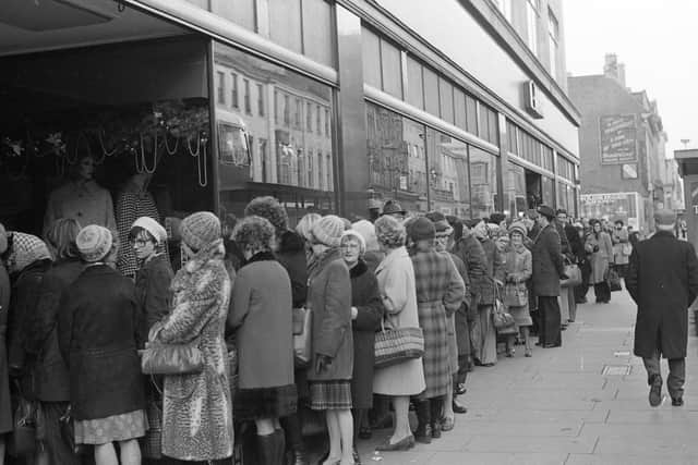 It's December 1977 and bargain hunters came out in force for the Binns sale. Were you one of them?