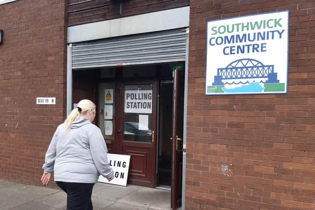 A polling station at Southwick Community Centre, Sunderland