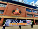 Protesters at the Stadium of Light.