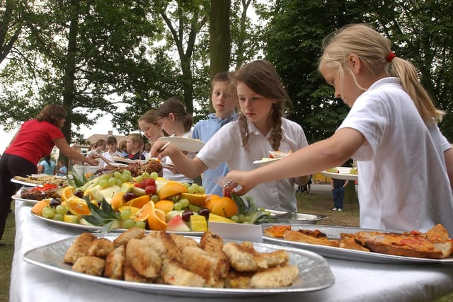 A 2006 photo from the year when pupils combined healthy eating with drama. It led to a performance in the woods followed by a feast of food made with healthy recipes.