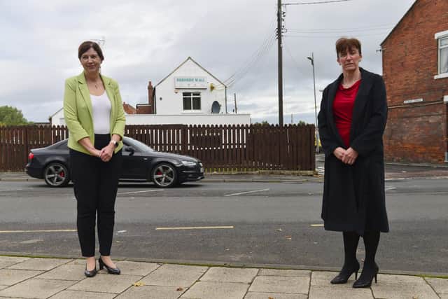 Gillian Gibson, Sunderland's Director of Public Health, with Amanda Healey, Director of Public Health Durham County Council outside of the Burnside Working Mens Club earlier this week.