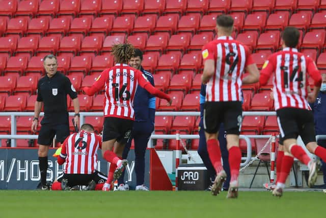 Max Power celebrates Sunderland's third goal.