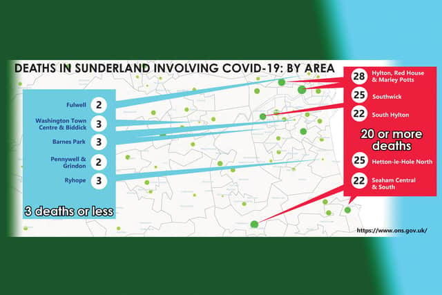 The areas of Sunderland with the highest and lowest rates.