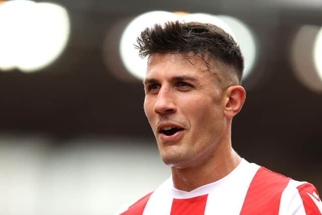 Danny Batth of Stoke City during a Pre-Season Friendly match between Stoke City and Wolverhampton Wanderers at Britannia Stadium on July 31, 2021 in Stoke on Trent, England. (Photo by Alex Pantling/Getty Images)