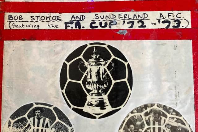 The front of George's scrap book which chronicles Sunderland's 1973 Cup run.
