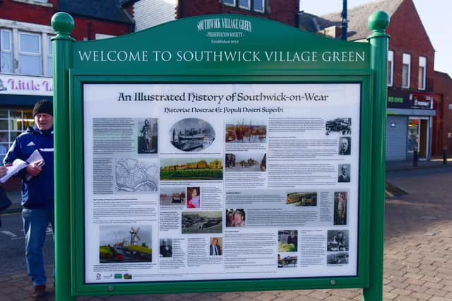 The new information panel on Southwick Village Green