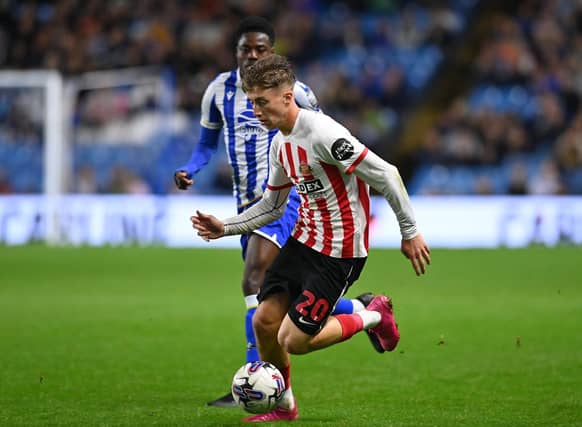 Jack Clarke playing for Sunderland at Sheffield Wednesday. Photo: Frank Reid