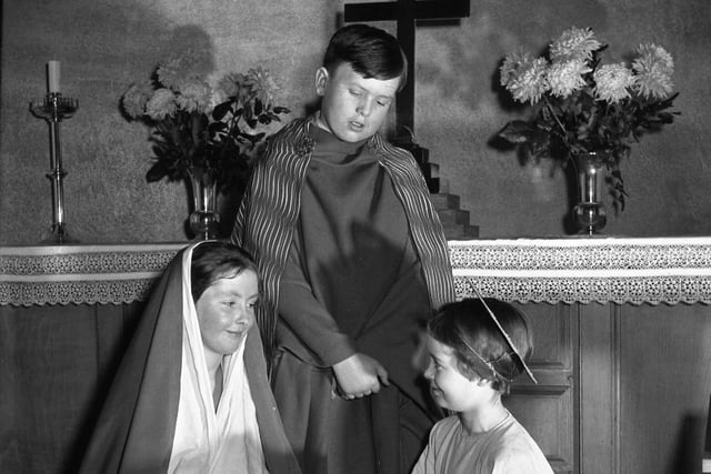 The Nativity in St Nicholas's Church, Sunderland, in 1956 with Margaret Hodgson, Brian Walton , and Lesley Welsh all pictured.