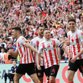 Sunderland celebrate Ross Stewart's Wembley goal