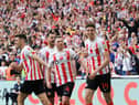 Sunderland celebrate Ross Stewart's Wembley goal