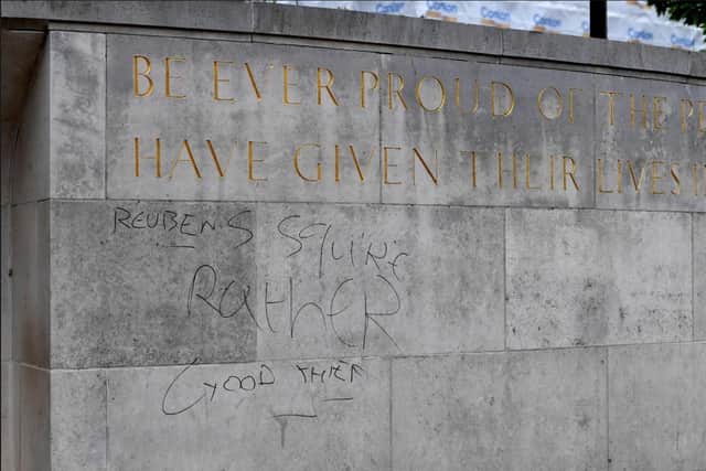 Graffiti on the war memorial.