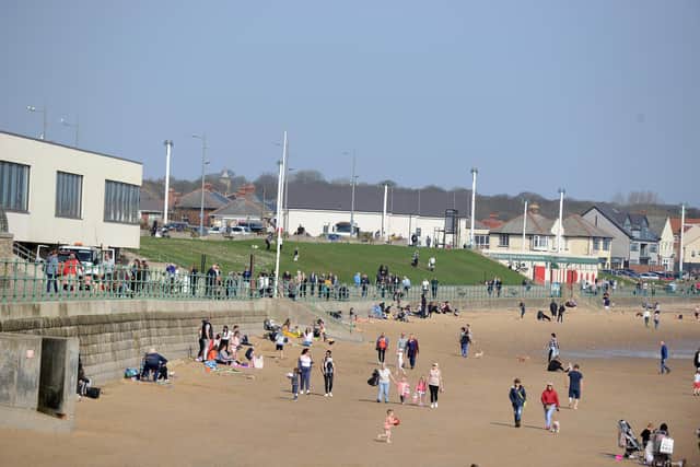 Out and about at Seaburn Beach during warm weather.