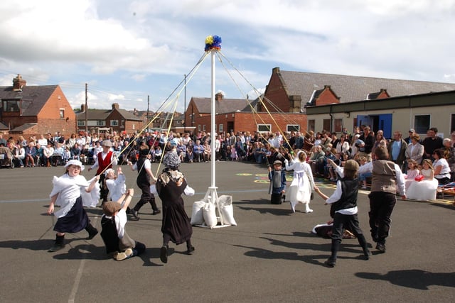 Maypole dancing from Year 3 pupils at Hetton Lyons Primary School in 2005.