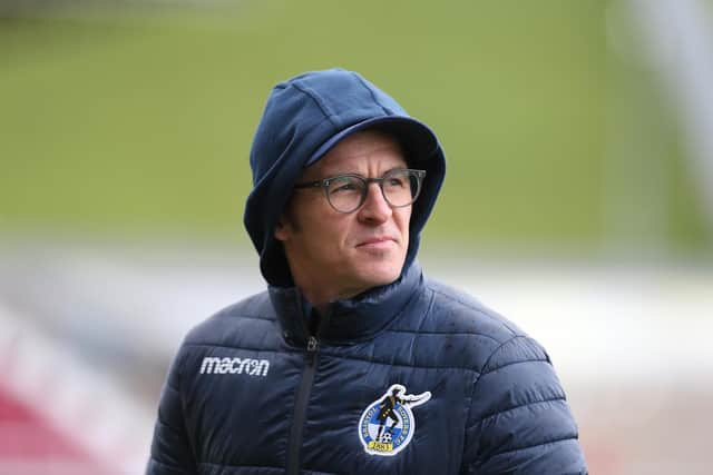 Bristol Rovers manager Joey Barton looks on prior to the Sky Bet League One match between Northampton Town and Bristol Rovers.