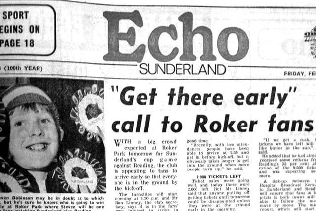 Roker Park would be rocking for the visit of Reading. Fans were being urged to get there early and avoid the rush.