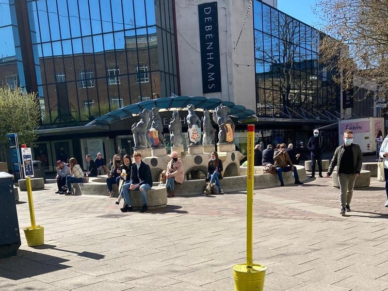 Shoppers in Commercial Road, Portsmouth on April 17. Picture by Steve Deeks.