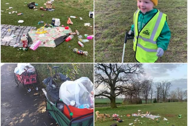 Photos of rubbish on Doncaster parks.
