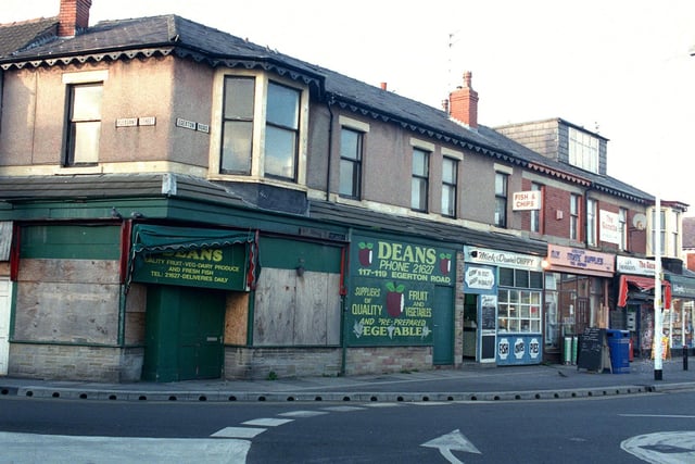 Shops in Egerton Road, North Shore, 1999. Some of these shops were to be renovated