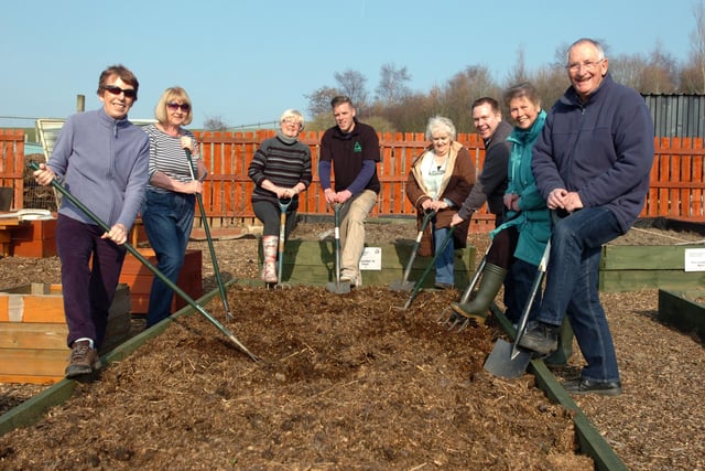 Al Hill of Groundwork (4th left) and members of the Burnside Community Allotment Society, Houghton in 2013. Recognise anyone?