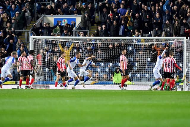 Blackburn score their second goal shortly after the half-time interval