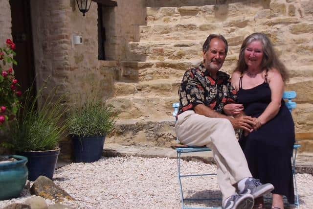 Sandra and Greg pictured at their home in Italy.