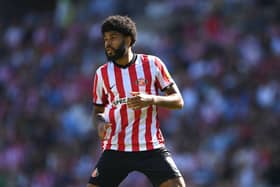 SUNDERLAND, ENGLAND - AUGUST 13: Ellis Simms of Sunderland in action during the Sky Bet Championship between Sunderland and Queens Park Rangers at Stadium of Light on August 13, 2022 in Sunderland, England. (Photo by Stu Forster/Getty Images)