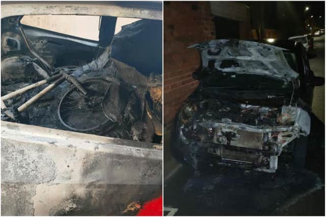 An investigation is ongoing after two cars were set on fire in Sunderland