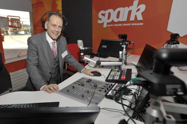 Look North presenter Jeff Brown at the controls of the mixing desk of the new Spark radio studio. 

Picture by FRANK REID