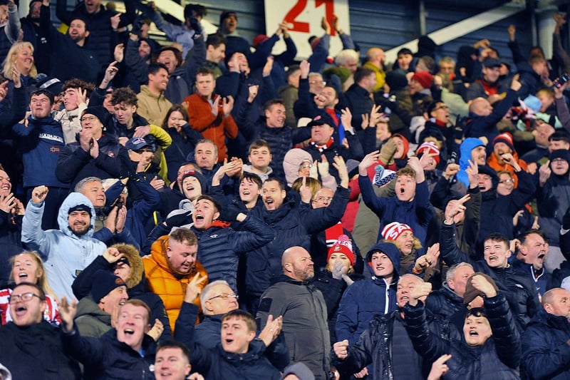 Sunderland fans in action as Tony Mowbray's men took on Shrewsbury Town in 2023