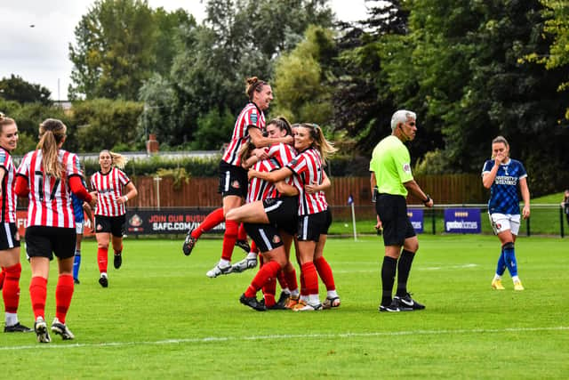 Sunderland Women narrowly lost 3-2 to Charlton Athletic in a controversial and fiery match at Eppleton CW in the Women’s Championship. Chris Fryatt picture.
