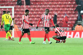 Sunderland players following their 2-1 defeat by West Brom at the Stadium of Light. Picture by FRANK REID