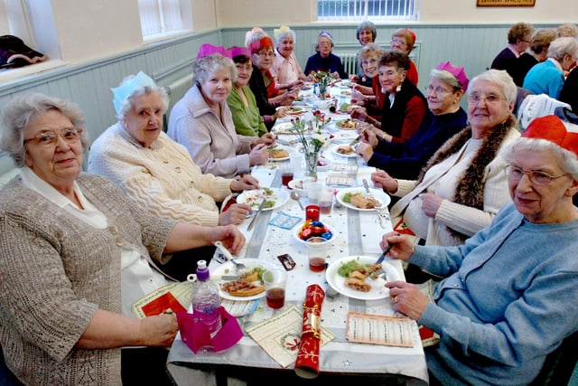 A flashback to 2009 where members of the Pie and Pea Group were enjoying their 'traditional' Christmas Pie and Pea lunch at Columbia Village Hall.