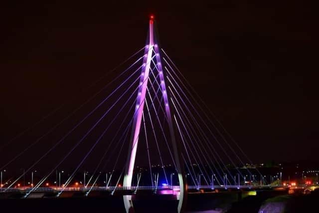 The Northern Spire is one of six Sunderland landmarks to be lit up in purple on October 25.
