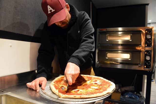 Andy Smith preparing one of the pizzas
