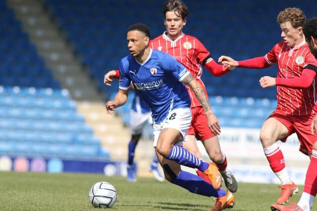 Chesterfield suffered a late defeat to Bromley on Saturday. Pictured: Nathan Tyson.