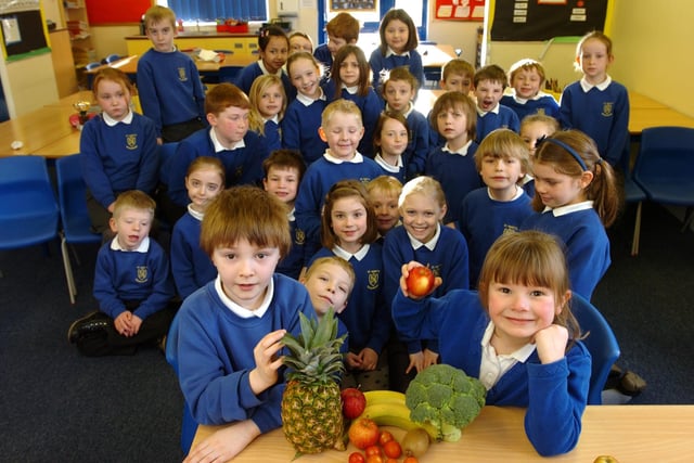 Fresh fruit at St Mary's RC Primary School 13 years ago. Who do you recognise in this photo?